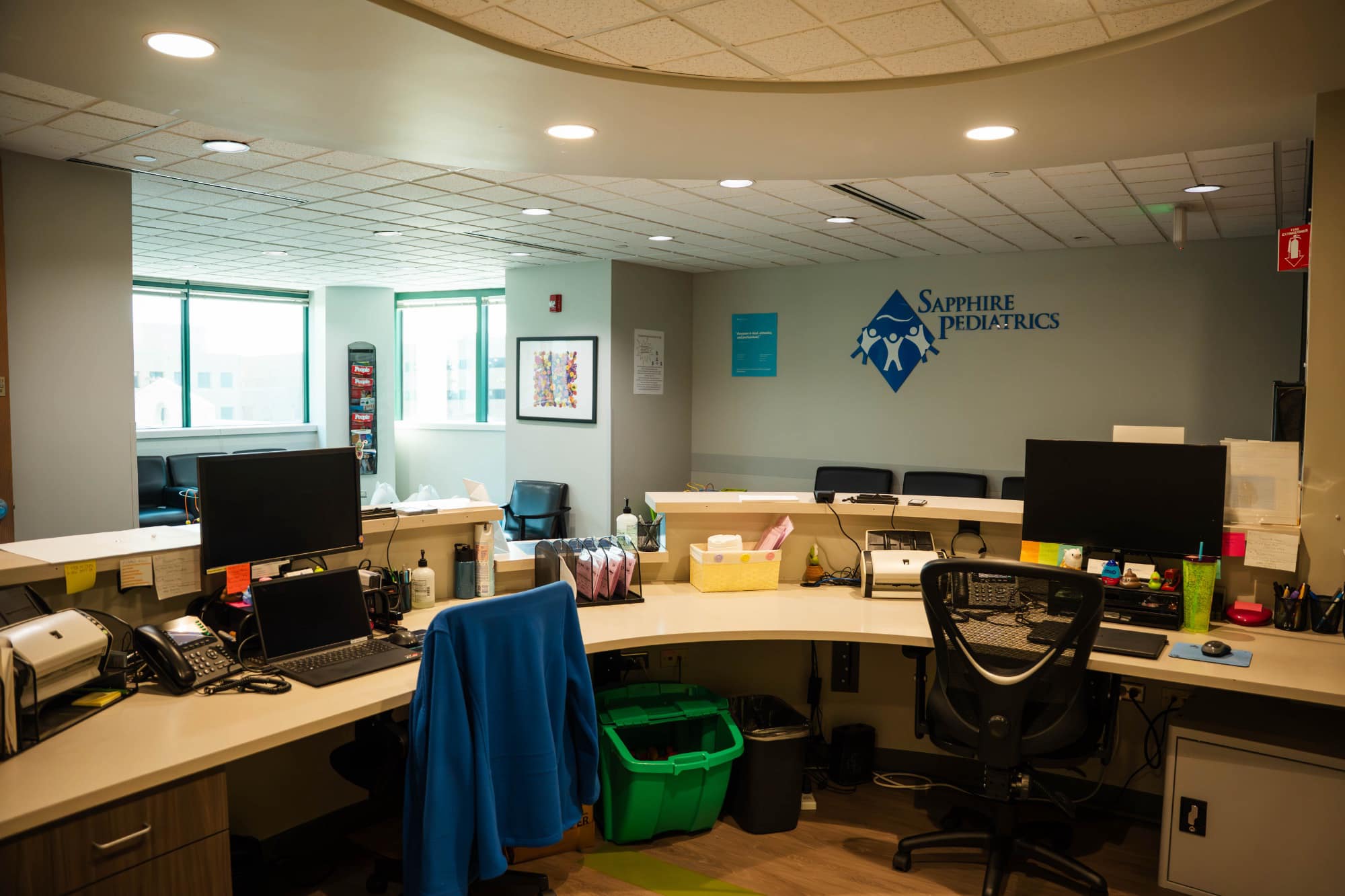 Sapphire Pediatrics reception and clinical work area